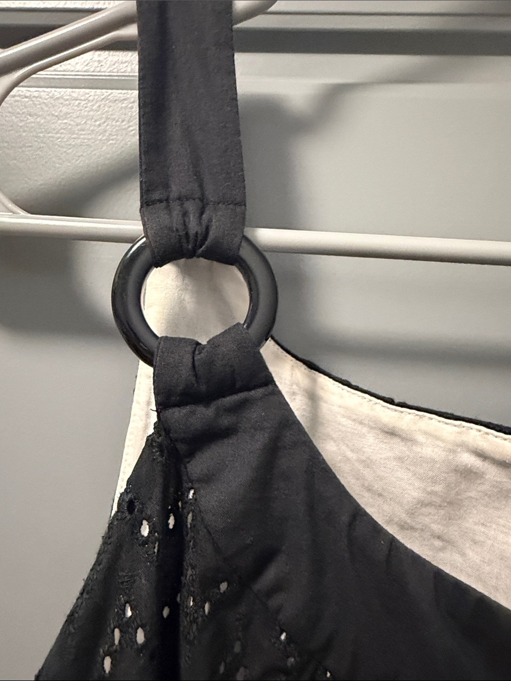 Anne Taylor Loft Black Eyelet Sundress with Ring-Detail Straps - Picture 3 of 6